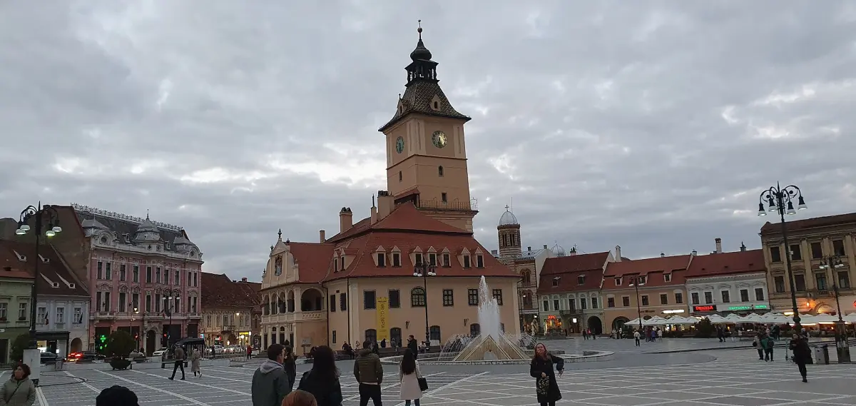 Council Square in Brașov with the Council House tower and surrounding buildings